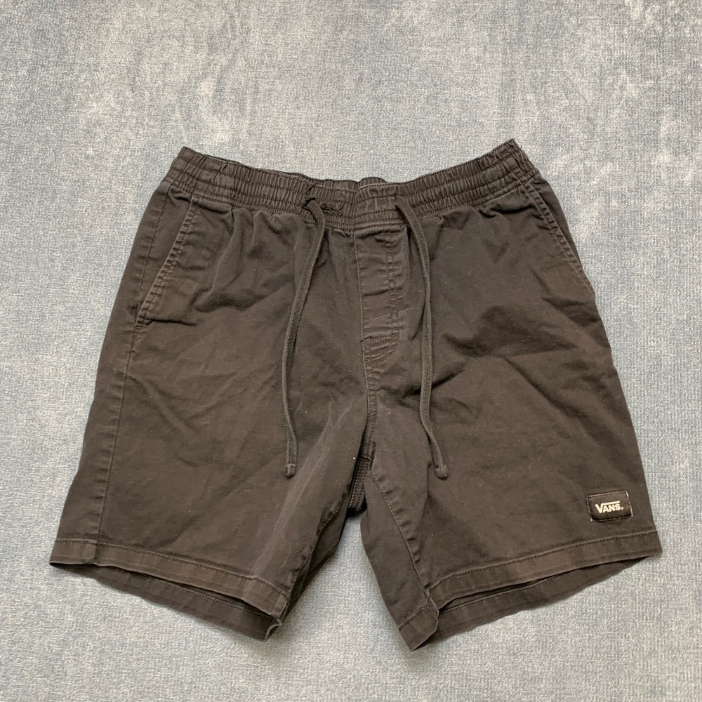 Vans Chino Shorts Mens Medium Black Slash Pockets Casual Summer Drawstring Waist